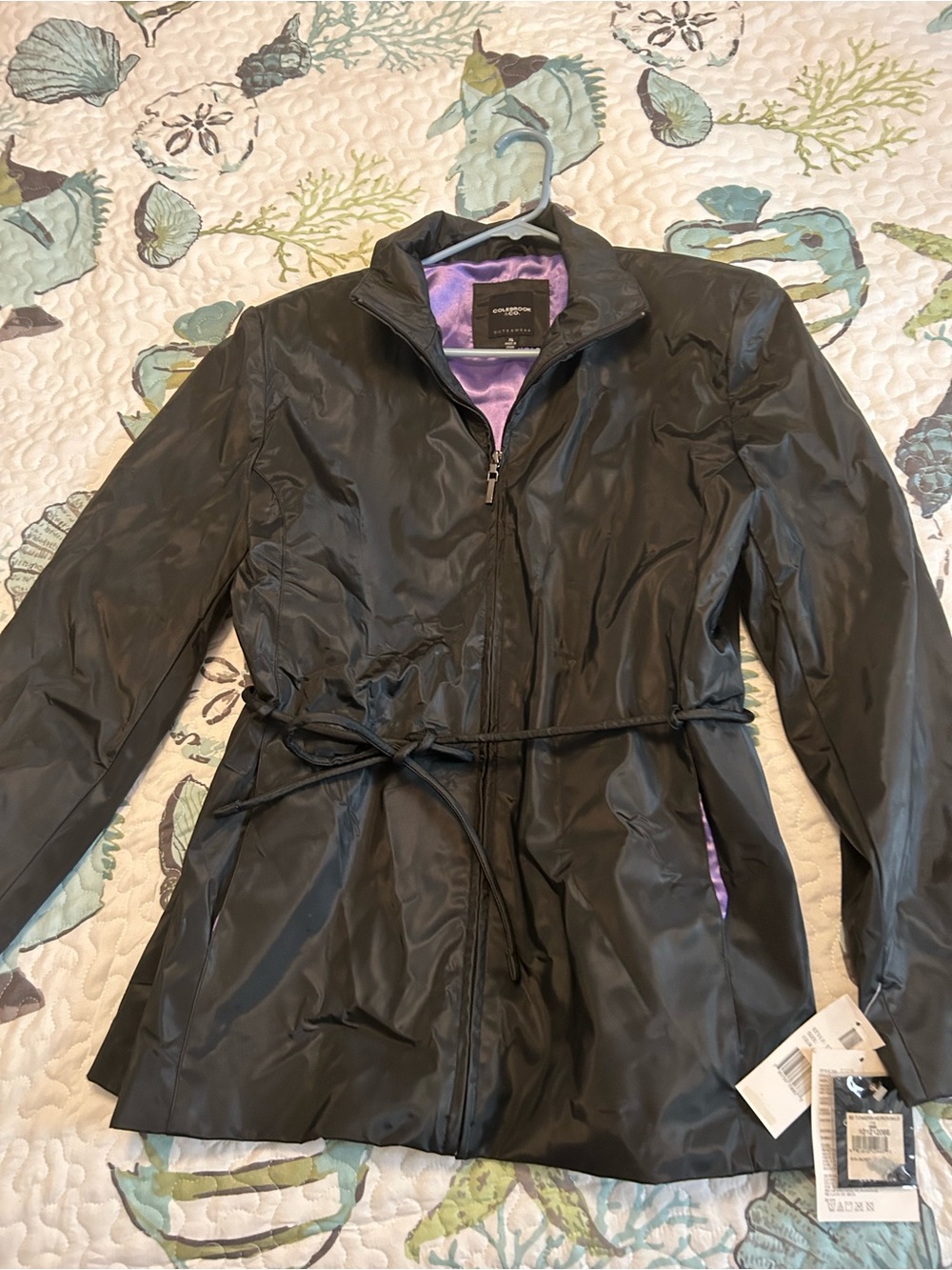 Black Trench Coat with Purple Lining by Colebrook & Co NWT
